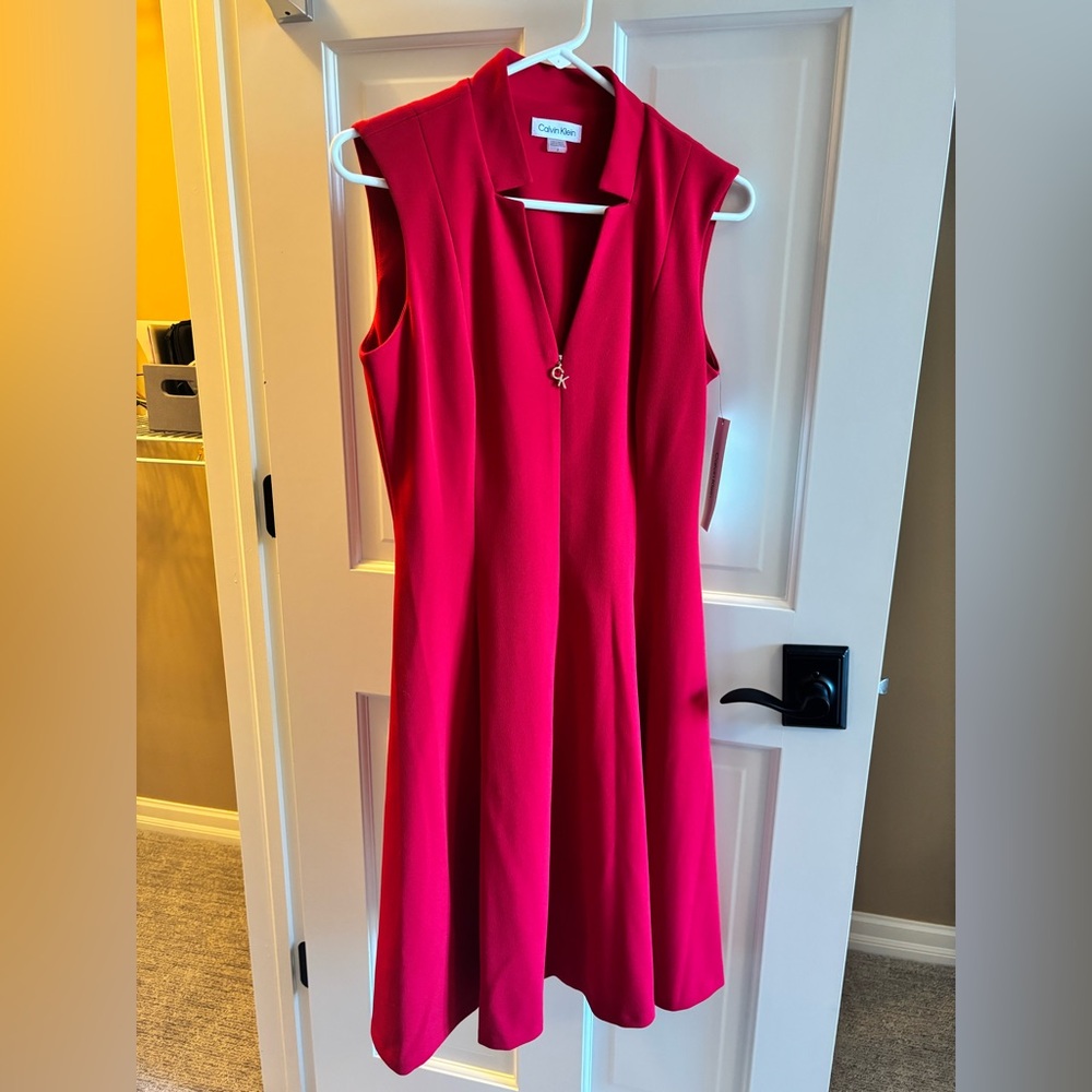 Calvin Klein Vibrant Red Midi Dress